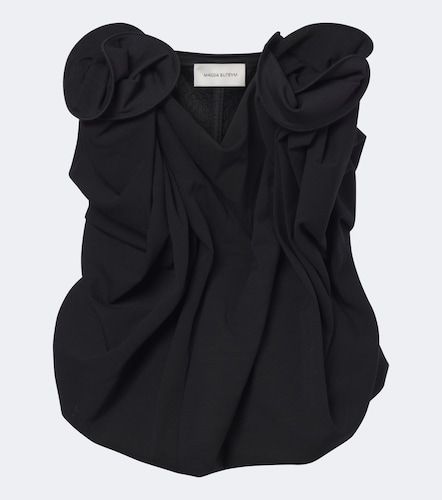 Floral-applique wool-blend top - Magda Butrym - Modalova