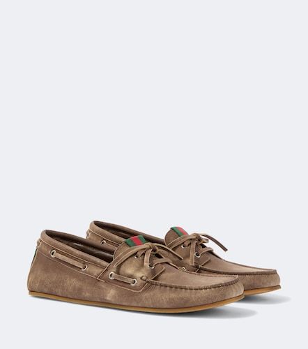 Gucci Web Stripe leather boat shoes - Gucci - Modalova