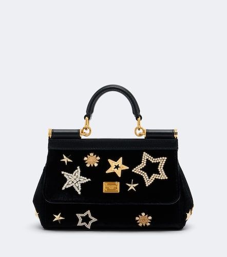 Verzierte Henkeltasche Sicily Small aus Samt - Dolce&Gabbana - Modalova