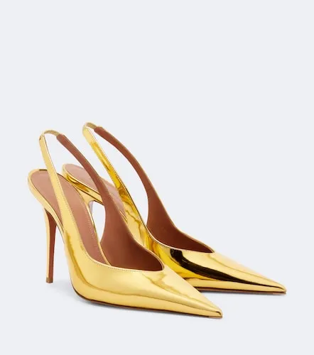 Anok metallic leather slingback pumps - Amina Muaddi - Modalova
