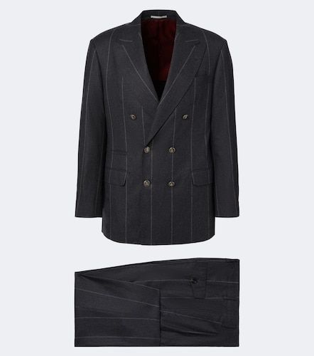 Chalk stripe wool, silk, and cashmere suit - Brunello Cucinelli - Modalova
