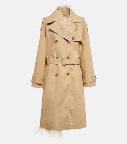 Feather-trimmed cotton canvas trench coat - Valentino - Modalova