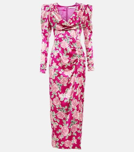 Floral draped silk satin maxi dress - Alessandra Rich - Modalova