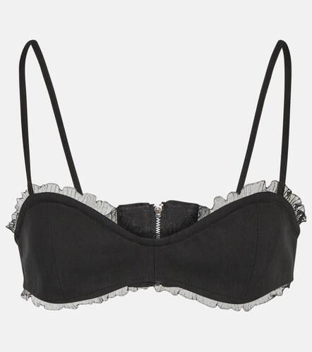 Ganni Lace-trimmed cotton bra top - Ganni - Modalova