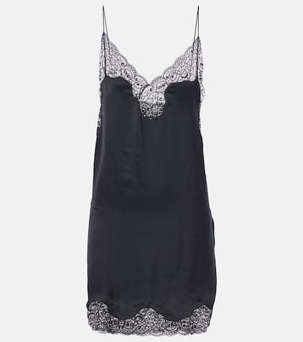 Lace-trimmed satin slip dress - Saint Laurent - Modalova