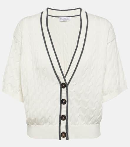 Cable-knit cotton cardigan - Brunello Cucinelli - Modalova