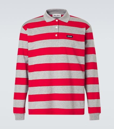 Polo de jersey de algodón a rayas - Miu Miu - Modalova