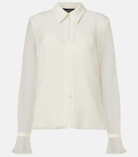 Camicia in georgette di seta con pizzo - Gucci - Modalova
