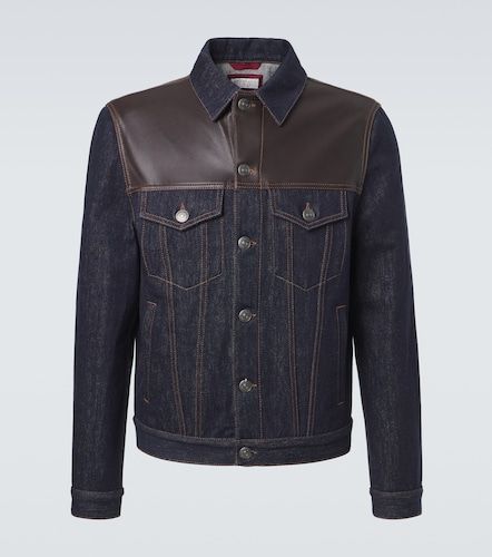Giacca di jeans con pelle - Brunello Cucinelli - Modalova