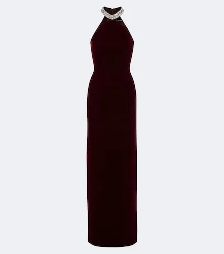 Embellished halterneck velvet gown - David Koma - Modalova