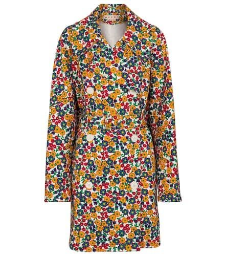 Floral denim double-breasted coat - Marni - Modalova