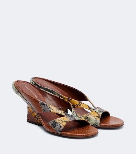 Snake-effect leather mules - Dries Van Noten - Modalova
