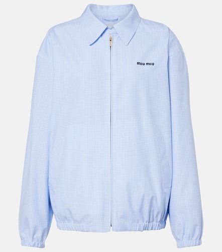 Logo gingham cotton blouson jacket - Miu Miu - Modalova