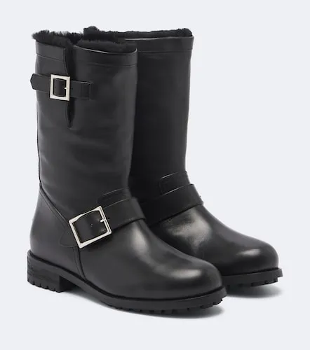 Biker shearling-lined leather mid-calf boots - Jimmy Choo - Modalova