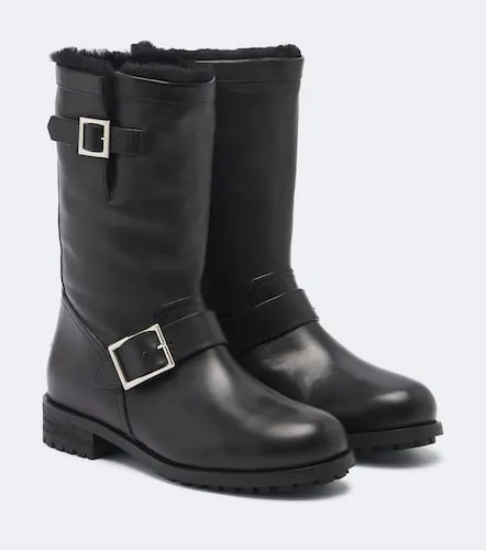 Biker shearling-lined leather mid-calf boots - Jimmy Choo - Modalova