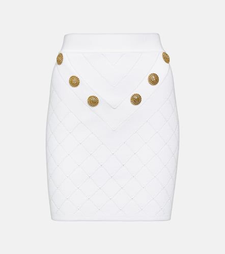 Embellished ribbed-knit miniskirt - Balmain - Modalova