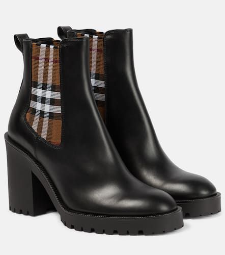 Check leather ankle boots - Burberry - Modalova