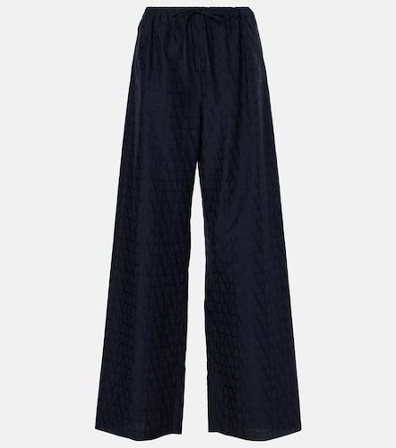 Pantalones anchos de popelín de algodón - Valentino Garavani - Modalova