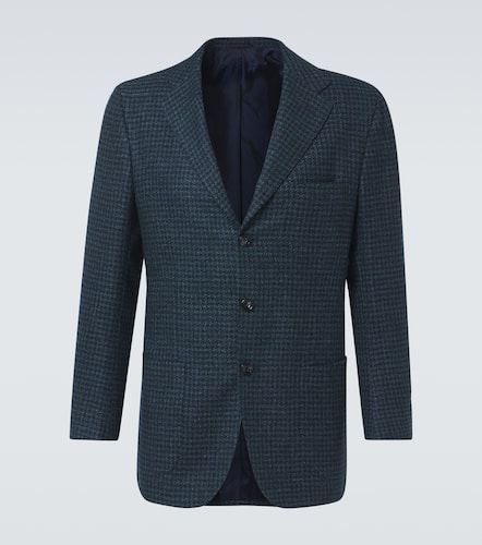 Blazer de lana, seda y lino con pata de gallo - Kiton - Modalova