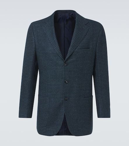 Houndstooth wool, silk, and linen blazer - Kiton - Modalova