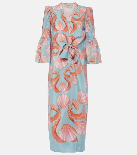 Printed gathered silk midi dress - Adriana Degreas - Modalova