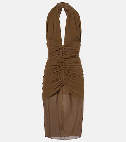 Ruched silk crÃªpe midi dress - Saint Laurent - Modalova