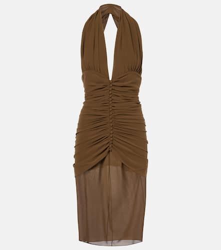 Ruched silk crÃªpe midi dress - Saint Laurent - Modalova