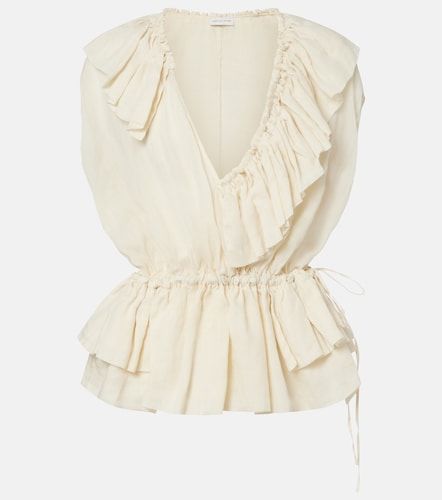 Ruffled peplum ramie top - Dries Van Noten - Modalova