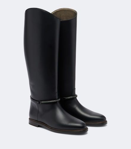 Monili leather knee-high boots - Brunello Cucinelli - Modalova