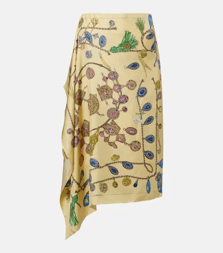 Falda envolvente de sarga de seda estampada - Versace - Modalova