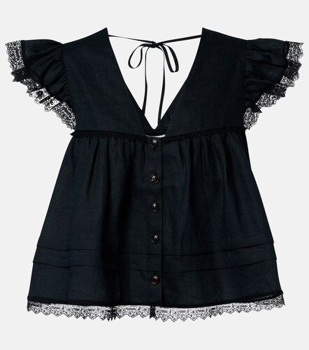 Ganni Lace-trimmed linen top - Ganni - Modalova