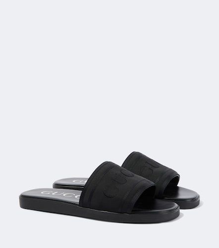 Logo canvas and leather slides - Gucci - Modalova