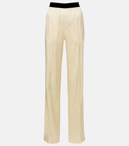 High-rise silk-blend satin straight pants - Tom Ford - Modalova