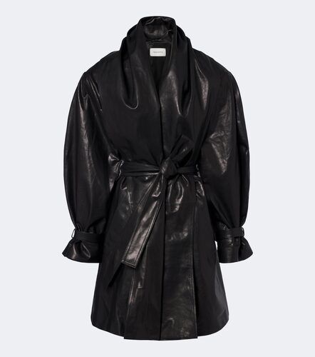 Belted draped leather jacket - Magda Butrym - Modalova