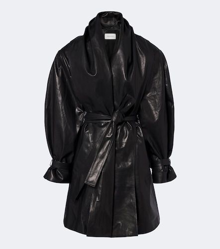 Belted draped leather jacket - Magda Butrym - Modalova