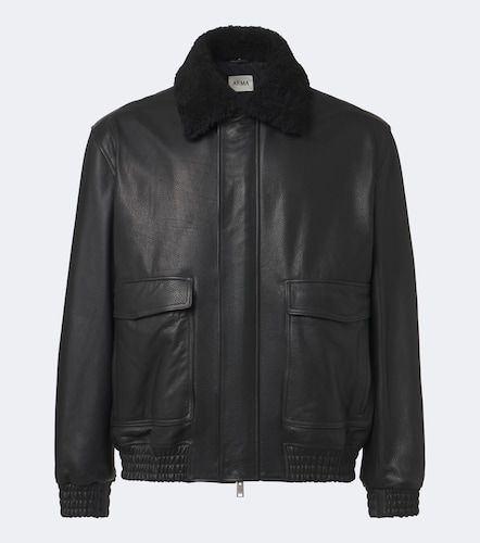 Bari teddy-trimmed leather blouson jacket - Arma - Modalova