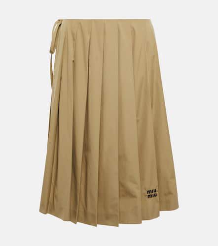 Falda midi de algodón con bordado - Miu Miu - Modalova