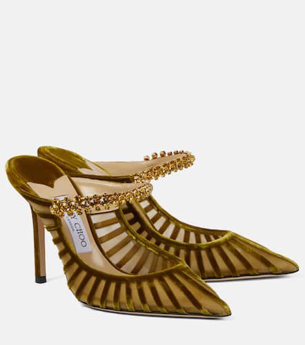 Bing 100 embellished velvet and mesh mules - Jimmy Choo - Modalova