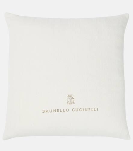 Cojín de algodón y lino con logo bordado - Brunello Cucinelli - Modalova