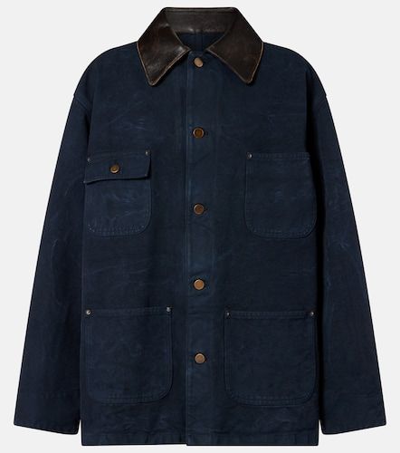 Oversize-Jacke aus Baumwolle mit Leder - Prada - Modalova