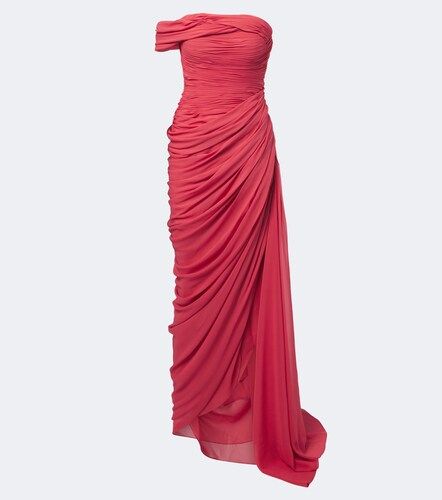 Abito lungo in georgette di seta off-shoulder - Oscar de la Renta - Modalova