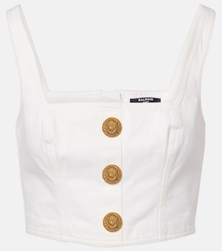 Balmain Crop top de denim - Balmain - Modalova