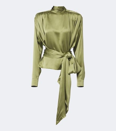 Balmain Belted silk satin top - Balmain - Modalova
