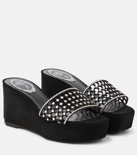 Embellished suede platform slides - Rene Caovilla - Modalova