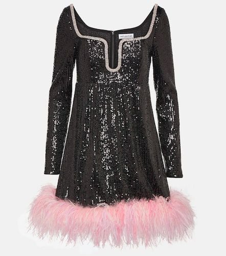 Feather-trimmed sequined minidress - Self-Portrait - Modalova