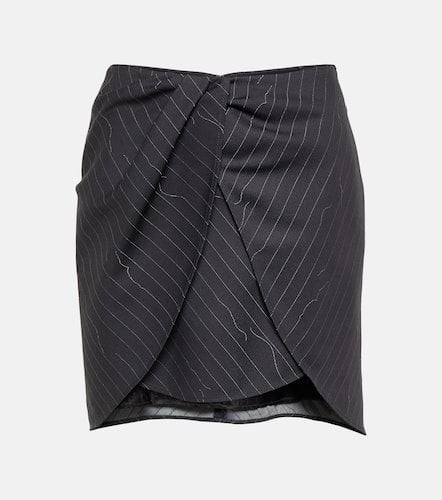 Pinstripe asymmetric wool blend miniskirt - Off-White - Modalova