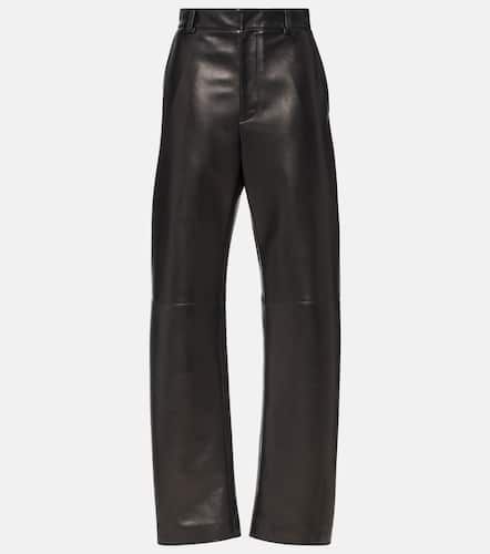 High-rise leather wide-leg pants - Bottega Veneta - Modalova