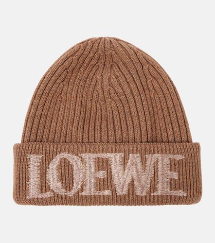 Logo ribbed-knit wool-blend beanie - Loewe - Modalova