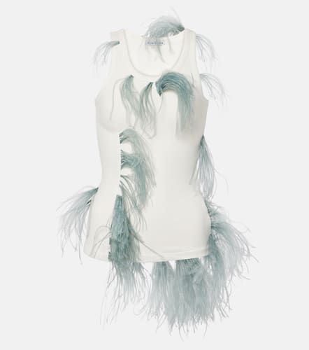 Feather-trimmed cotton-blend tank top - Acne Studios - Modalova