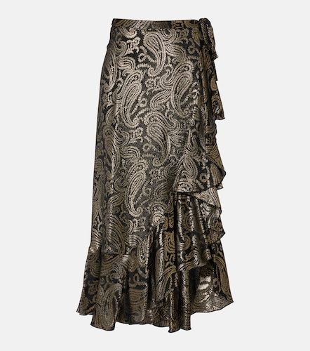 Gonna midi in misto seta con paisley e volant - Etro - Modalova